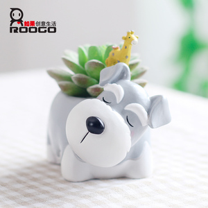 Maceta de Resina Pintada <span class=keywords><strong>a</strong></span> <span class=keywords><strong>Mano</strong></span> con Diseño de Dibujos Animados ROOGO Personalizada para Plantas Suculentas, Decoración Verde de Escritorio para Jardín - Product Image 6