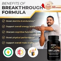 Capsules de Shilajit et Ashwagandha de l'Himalaya Bioby 10-en-1 à force maximale, marque privée OEM, pour stimuler l'énergie et soutenir le système immunitaire, 60 capsules