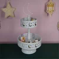 Plateau de service à Dessert décorations lune Ramadan, support à gâteau de Table plateau de service à deux niveaux en fer Ramadan eid ramadan