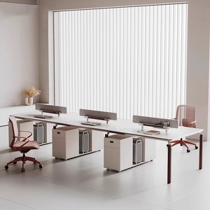 Modern Modular Office Workbench 2-8 Person Seater Staff Workstation Durable Wooden Panel Computer <b>Table</b> <b>Foldable</b> Design File - Product Image 5