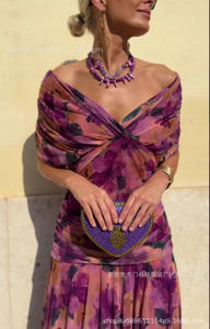 Vestidos de Moda para Mujer con Hombros Descubiertos, Cintura Ajustada, Cuello en V y Falda Amplia - Product Image 2