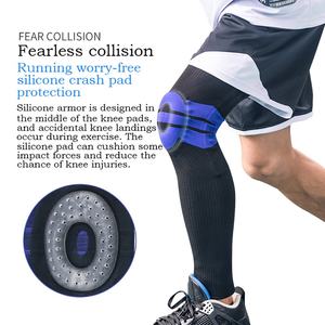 Genouillère Longue Rembourrée en Silicone Élastique <span class=keywords><strong>Manchon</strong></span> de Compression Course Attelle de Soutien <span class=keywords><strong>Mollet</strong></span> et Genou pour Fitness Volley-ball Football <span class=keywords><strong>Sport</strong></span> - Product Image 3