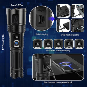 Lampe de poche tactique Portable en alliage d'aluminium LED 500m Distance de faisceau 1000 + Lumens longue durée de vie de la batterie USB IP67 étanche - Product Image 4