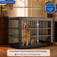 Eisen-Hundekäfig für mittelgroße Hunde, Vierkantrohr-Zwinger mit Doppeltüren, atmungsaktives Haustierbett, Hundehaus für Zuhause, Ganzjahres-Gehäuse, Montage