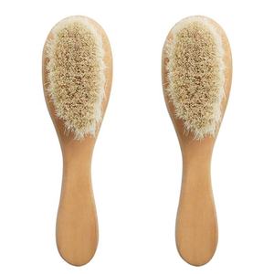 Juego de cepillos de lana ecológicos para bebés con mango de madera suave y esponjoso peine pequeño para Niñas para uso en el hogar y el salón - Product Image 3