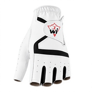 Guante de Golf Transpirable de Primera Calidad, Medio Dedo, con Aspecto de Cuero Blanco, Paneles de Agarre Negros, Correa de Muñeca Ajustable, Diseño Unisex - Product Image 6