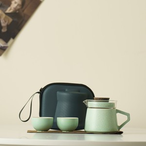 Ceramic Travel Tea Set Outdoor Suit Kung Fu Ceramics Teapot One Pot Fills Three Cups Camping Tea Set - Product Image 6