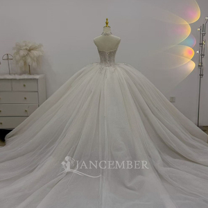 Lsjj149 Luxury Bohemian <b>Wedding</b> Dress Crystal Beaded Corset Sparkly Layered Tulle Ball Gown Chapel Train for - Product Image 5