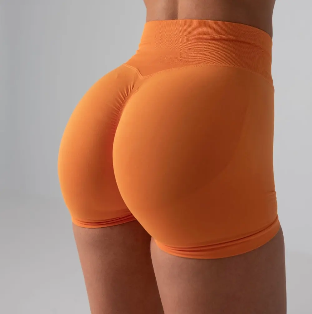 Benutzer definierte Logo Frauen Fitness studio Sport tragen Fitness Workout nahtlose Yoga hosen Scrunch Butt Lift Legging Yoga Shorts