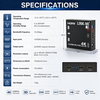 Divisor HDMI 2.0 1x2 4K60Hz YUV4:2:0, Duplicador HDMI con EDID 3D HDCP1.4