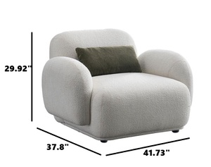 Thiết kế cổ điển hiện đại kích thước lớn màu trắng Teddy Arm Chair 1 chỗ ngồi phòng khách đơn <span class=keywords><strong>Sofa</strong></span> đơn với cánh tay cuộn loe - Product Image 2