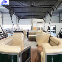Bateau ponton de luxe en aluminium avec console personnalisée pour la navigation fluviale et les divertissements