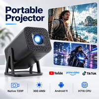 Mini projecteur 4K Android TV Smart WiFi 300 ANSI Lumens avec haut-parleurs pour camping en extérieur et cinéma à domicile – Distributeurs de marque
