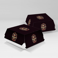 LOKYO Emballage de fast-food personnalisé Boîte à hamburger de nouveau design Boîte à hamburger en papier couché avec gaufrage Emballage ondulé rapide et facile
