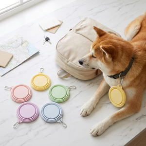 Gamelle pliable jetable Macaron écologique sans BPA <span class=keywords><strong>pour</strong></span> chiens et chats – Idéale <span class=keywords><strong>pour</strong></span> l'eau et la <span class=keywords><strong>nourriture</strong></span> en voyage et en extérieur - Product Image 1