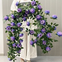 Guirlande de roses artificielles en soie pour mur floral, décoration d'arche de fleurs artificielles, aménagement paysager, fausses vignes florales, Saint-Valentin