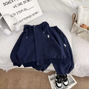 Tongxingyuan Children's Fleece Lined Two Piece Set Thick Cotton Autumn Winter Outfit Boys Girls Casual Solid Color - Product Image 2