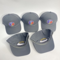 Nouvelle Casquette de Golf Sportive en Polyester Imperméable à 5 Panneaux avec Logo Personnalisé en PVC, Casquette de Baseball Perforée Découpée au Laser, Casquette de Papa avec Cordon