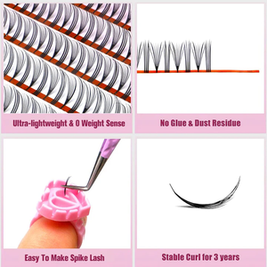 VEYELASH 7D Spike ventilateurs de volume préfabriqués 0.04MM Ultra-léger fait à la main certifié techniciens professionnels mat - Product Image 4