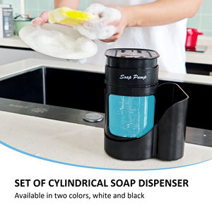 Distributeur de savon de cuisine en plastique rectangulaire avec porte-éponge - Compatible avec le liquide <span class=keywords><strong>vaisselle</strong></span> - Product Image 2