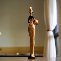 Figurine de femme africaine vintage, sculpture en résine, art ethnique, statue, décoration d'intérieur pour salon, entrée, articles cadeaux décoratifs