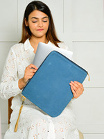 Housse pour ordinateur portable minimaliste en toile bleue écologique avec poignée pour MacBook Pro 13, protection pour ordinateur portable