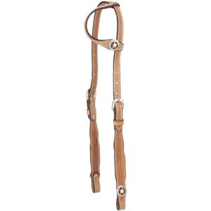 Tough 1 Royal King Square Cheek Single Ear Headstall en cuir véritable pour l'équitation western - Product Image 1