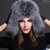 Chapeau en fourrure de renard 100% naturelle, chapeau russe avec cache-oreilles, Ushanka pour femme, hiver, véritable fourrure de raton laveur, chaud, moelleux, avec queue, pour l'extérieur
