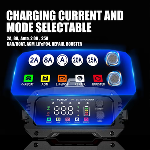 FOXSUR FPT-250 <span class=keywords><strong>12V</strong></span>/25A24V/15A Chargeur de batterie de voiture intelligent Testeur de machine de réparation automobile