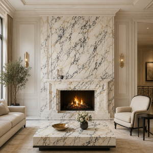 Losa de piedra sinterizada con aspecto de mármol Bulgari Gold, baldosa de porcelana con aspecto de mármol pulido de 1600 x 3200 x 12 mm para pared - Product Image 4