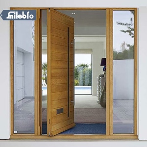 Puerta Pivotante de Entrada de Madera Maciza de Teca Personalizada Smile <span class=keywords><strong>Bro</strong></span>, Puertas de Seguridad de Alta Calidad para Entrada Principal, Puerta Exterior de Madera para Casa - Product Image 4