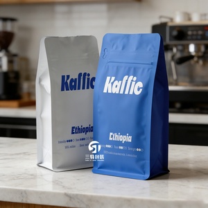 Custom Printed Flat Bottom Coffee <b>Packaging</b> <b>Bag</b> With Valve Eight Side Sealed Coffee Bean <b>Bag</b> - Product Image 5