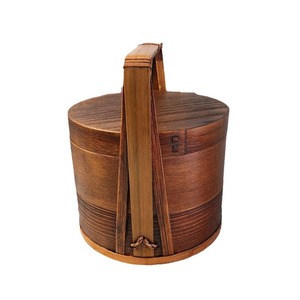 Japanese Style Ash Wood Double Layer Bento <b>Box</b> Cylinder Shape Portable Wooden Lid Stackable <b>Lunch</b> <b>Box</b> Home Decor - Product Image 5