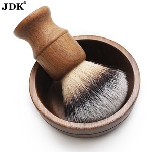 Brosse à raser et bol à raser biodégradables à manche en bois de noyer noir pour rasage humide en salon, rasoir de sécurité, poils synthétiques, marque privée, Chine - Product Image 3