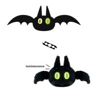 Chauve-souris en tissu brodé lumineux en peluche d'horreur douce unique qui brille dans le noir pour Halloween anniversaire rempli de coton PP