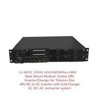 19 pouces 2U 48VDC 230VAC 6KVA / 600W Onduleur en ligne modulaire à montage en rack pour télécommunications, redresseur et chargeur 2-en-1 pour sites télécom