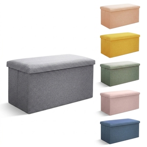 Banc de rangement pliable en cuir PU avec logo personnalisé, boîte à jouets pliable, repose-pieds pour salon, chambre d'enfant et chambre à coucher - Product Image 2