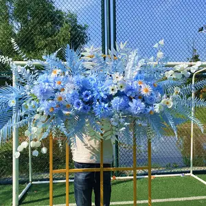 Homemade Wedding Decoration Blue Series Flower Ball Simulation Flower Row Home Decor Curtain Flower Wedding Sign In The Road