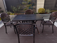 Ensemble de tables et chaises d'extérieur portables de style européen pour cour, balcon en plein air - Table à thé en alliage d'aluminium, combinaison de table longue
