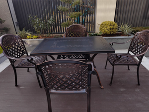 Set di Tavoli e Sedie Portatili in Stile Europeo per Cortile, Balcone e Spazi Aperti - Combinazione di <span class=keywords><strong>Tavolo</strong></span> da Tè e <span class=keywords><strong>Tavolo</strong></span> Lungo in Lega di Alluminio - Product Image 3