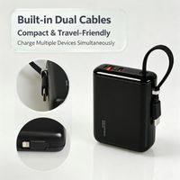 Nouvelle batterie externe mince 10000 mAh avec charge rapide 22,5 W, câble USB-C et écran numérique pour smartphone