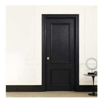 Porte intérieure BOCHARM de luxe en bois foncé, design moderne à 5 panneaux, porte à âme pleine avec poignée noire mate pour villa et hôtel