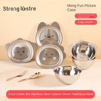 Assiette à dîner Design classique pour enfants 304 acier inoxydable épaissi Anti-chute plateau de nourriture mignon dessin animé Animal vaisselle
