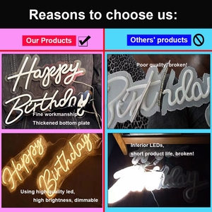 <span class=keywords><strong>Lumières</strong></span> néon LED personnalisées, 16 styles, enseigne néon Joyeux Anniversaire, fabriquées en acrylique transparent pour mariage, anniversaire ou fête en intérieur - Product Image 5