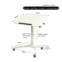 ADA Furniture Pneumatique Assis Stand Durable Salon Table En Métal Mobile 4 Roues Ordinateur Portable Bureau avec Flip Angle 0-90