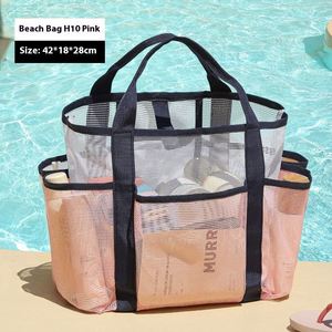 Large Capacity Portable Fitness <b>Storage</b> Cosmetic Bag Double-Layer Mesh Partition Waterproof Beach Bag for Travel Swimming - Product Image 6