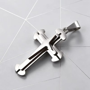 Hip Hop Biker <b>Cross</b> <b>Pendant</b> for <b>Men</b> Double Layer Stainless Steel <b>Cross</b> <b>Pendant</b> Christian Religious Jewelry Boyfriend Gift - Product Image 1