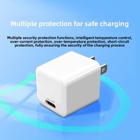 Chargeur rapide PD 20W en nitrure de gallium (GaN) Type-C à port unique, ignifuge, multi-protection, entrée 110~240V, pour téléphones Android