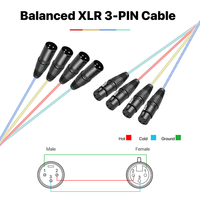 Câbles multipaires XLR professionnels I-zclive 4 canaux 1 m (3,3 pi) sans bruit, longue durée de vie, pour enceintes et utilisation automobile en studio