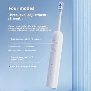 Brosse à dents électrique rechargeable améliorée pour adultes, ensemble de six niveaux pour couple, brosse à dents portable de voyage, poils doux - Product Image 3